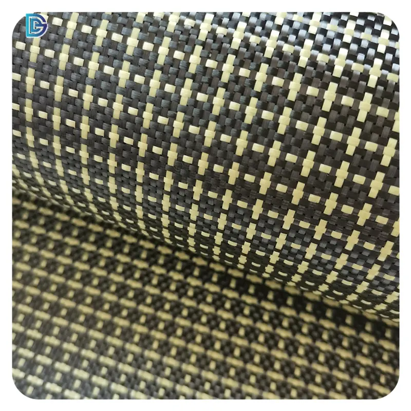 Popular Yellow Aramid Fiber (25%) Carbon Fiber (75%) Hybrid Fabric Special Pattern Jacquard Cloth Roll Price