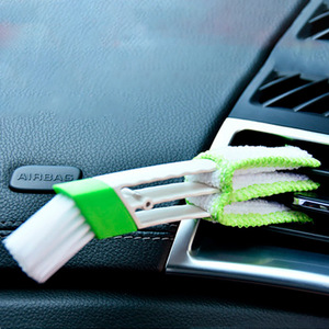JYNB Dual Head Air Vent Cleaning Brush ABS Manual <b>Car</b> Interior Dust Removal Tool - Product Image 1