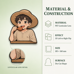 Pegatinas 3D Lenticulares Personalizadas de 10-15cm con Diseños de Anime (Luffy, Nami, Gengar, JJK) y Dibujos Animados para Coche, Decoración 3D en PET con Efecto de Movimiento - Product Image 5