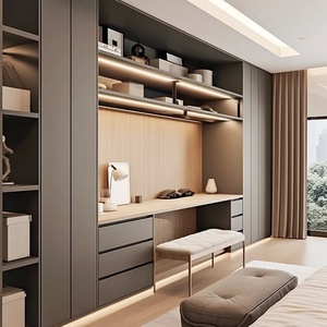 Factory-direct Custom Bedroom Furniture Sets Featuring a <b>Vanity</b> with Built-in LED <b>Lighting</b> and a Wardrobe - Product Image 3