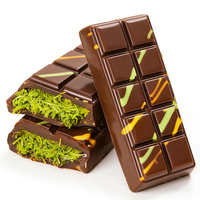 Chocolats en gros directement de l'usine, chocolat halal de Dubaï, 60g, chocolat artisanal pur à la confiture de pistache, barre de chocolat en boîte, en-cas asiatiques sucrés