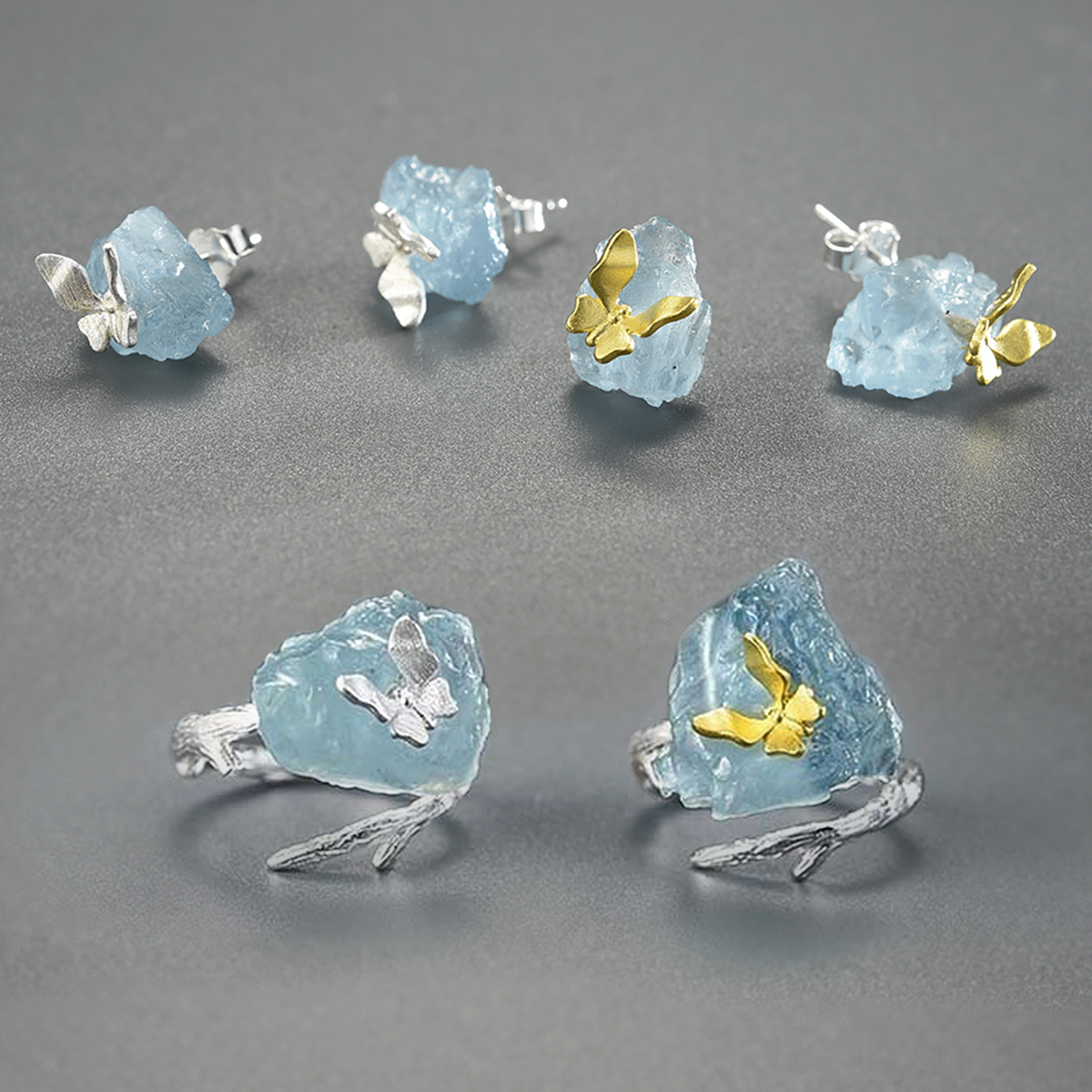 Breccaly Vintage S925 Sterling Silver Open Adjustable Ring - Natural Stone Carved Phoenix Peony Design - View #5