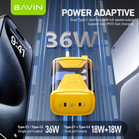 Pabrik BAVIN transparan PC873E steker uk pd 36w Tipe c portabel ponsel android dinding pengisi daya Cepat