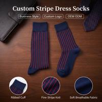 Maßgefertigte Vertikale Streifen Herrensocken Gerippte Manschette Weiche Atmungsaktive Baumwolle Business Wadenlange Socken für Büro Hochzeit Uniform