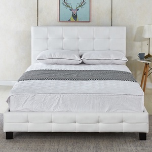 Colore bianco vendita calda in <span class=keywords><strong>legno</strong></span> morbido testiera e pedana con bottoni semplice Relax pelle regina <span class=keywords><strong>letto</strong></span> imbottito - Product Image 6