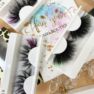 Nouvel arrivage de cils de vison 3D dramatiques de 25mm de Long, colorés à la main, vrais cils de vison épais et duveteux - Product Image 5