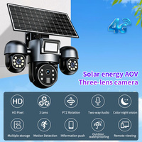 Caméra solaire Goobsafe QD15-AOV 9MP à trois objectifs PTZ 350 16000mAh 10W avec suivi de mouvement PIR 4G pour extérieur et stockage cloud