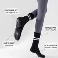 Chaussettes de yoga antidérapantes personnalisées avec logo OEM, en coton à volants, pour Pilates, Barre, Fitness, Trampoline, hôpital, chaussettes de sol, directement de l'usine