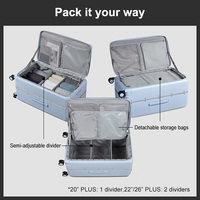 Valise de voyage moderne en polycarbonate avec compartiments ajustables et pochette de rangement imperméable détachable, ouverture latérale, modèle 2026