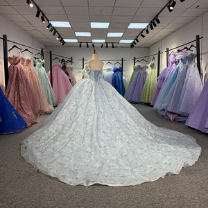 ชุดราตรียาวลายดอกไม้มีหางและไข่มุกของ6813 jancember - Product Image 4