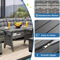 Ensemble de meubles de patio élégants en rotin, 8 pièces, ensemble de conversation d'extérieur avec coussins décoratifs et structure en aluminium pour villa, bord de piscine
