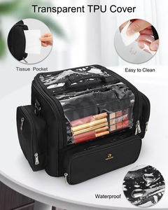 Borsa Cosmetici Professionale da Viaggio Relavel con Scomparti Trasparenti, Portapennelli per Trucco e Tracolla - Product Image 3