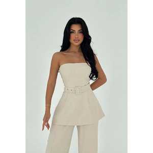 Conjunto de traje beige con cinturón para mujer Betty - Product Image 2