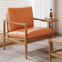 Fauteuil Rosegia en cuir de style moderne du milieu du siècle, structure en bois massif, assise rembourrée marron, chaise longue écologique pour chambre et appartement