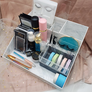 Display Box New Design Eyelash Display Stand Marble Lash Organizer Holder Makeup Acrylic Eyelash Extensions Tools Storage Box