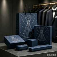 Sacs en papier kraft personnalisés avec logo, directement de l'usine, sacs en papier pour emballage de vêtements, sacs de shopping, bleu marine classique de luxe