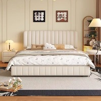 Meubles de chambre à coucher en bois de luxe moderne, lit double king size rembourré avec rangement, design esthétique blanc pour adultes