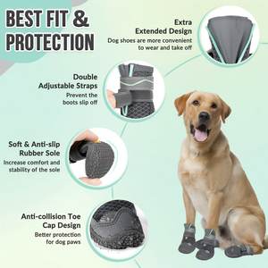Winter Leder Gummi Hund Fuß abdeckungen Solid Pattern Anti-Rutsch-Haustier Schuhe mit Luxus niedlichen Design wasserdicht und verschleiß fest - Product Image 4