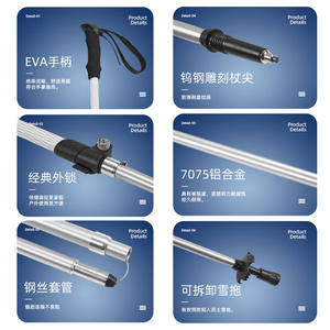 Bastones de Senderismo Telescópicos de Aleación de Aluminio, 130 cm, Ajustables, Plegables en Cuatro Secciones - Product Image 5