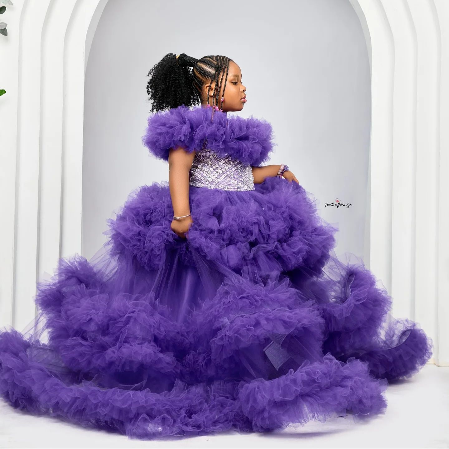 strapless open back dress Baby Girl Fluffy Dress Purple Sequins Toddler Birthday Princess Dre –  marryshe