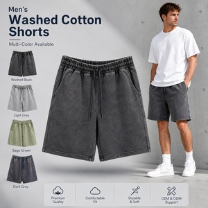 Pantalones Cortos <span class=keywords><strong>de</strong></span> Algodón Lavado para Hombre con Logotipo Personalizado OEM, Lavado Ácido Vintage, Múltiples Colores, Fabricante Profesional, Servicio Personalizado - Product Image 1