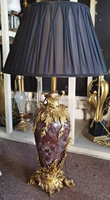 Lampe de table en cuivre sculpté à la française, style antique, avec base marron-vert – Veilleuse pour la maison, le bureau, la chambre, le salon et la décoration d'hôtel