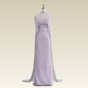 S0246Y Nuovo Abito da Sera/Festa da Donna alla Moda <span class=keywords><strong>con</strong></span> Collo Alto, <span class=keywords><strong>Maniche</strong></span> <span class=keywords><strong>Lunghe</strong></span>, <span class=keywords><strong>Paillettes</strong></span> e Perline, Modello a Sirena - Product Image 2