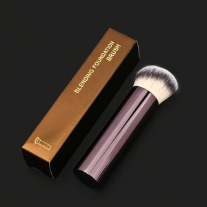 <span class=keywords><strong>Pinceau</strong></span> de maquillage professionnel à manche métallique, brun, pour fond de teint, outil de maquillage à marque privée - Product Image 3