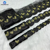 Renda Bordir Oranye Sinya Berkualitas Tinggi Kain Organza Batu Nigeria Afrika Prancis 15 Yard/Set