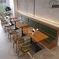 Sofá de Dos Plazas para Restaurante, Muebles de Madera Maciza para Cafetería, Conjunto de Mesa y Sillas para Restaurante, Banco Sofá, Sillón Semicircular