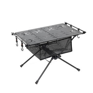Table pliante d'extérieur en aluminium, légère et portable, table à thé rectangulaire pliable avec rangement pour la cuisine en plein air - Product Image 3