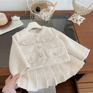 Vestito elegante da principessa Boutique per bambini per 2 pezzi a scacchi vestiti da bambina per autunno spessi vestiti da bambina per 8Y - Product Image 5