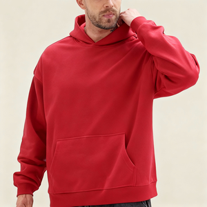 เสื้อมีฮู้ดผ้าฟลีซสำหรับผู้ชายเสื้อมีฮู้ดผ้าคอตตอนทรงโอเวอร์ไซส์สำหรับผู้ชายเสื้อฮู้ด400gsm ออกแบบได้ตามต้องการ - Product Image 6