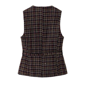 Nouveau <span class=keywords><strong>gilet</strong></span> texturé élégant et polyvalent pour <span class=keywords><strong>femme</strong></span>, col rond, sans manches, <span class=keywords><strong>avec</strong></span> <span class=keywords><strong>ceinture</strong></span> décorative, collection automne-hiver 2025 - Product Image 2