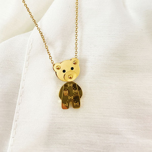 Collana con Orsetto all'Ingrosso, Placcata in Oro 18K, Ciondolo in Acciaio Inossidabile 316L, Gioielli in Acciaio al Titanio per Ragazze - Product Image 3