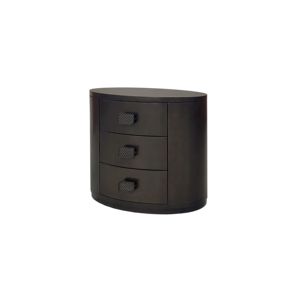 3 <b>Drawer</b> Oval Nightstand Dark Wood Finish Bedroom <b>Storage</b> Unit - Product Image 3