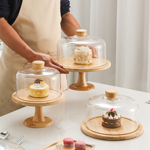 Bánh Cưới Chủ sở hữu tre đứng Vòng tráng miệng Bảng hiển thị bánh chủ phục vụ Platter với Dome - Product Image 1