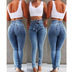 Jeans de Mujer Talla Grande 5XL 2020 con Elástico, Jeans de Mezclilla Ajustados de Cintura Alta con Lazo para Mujer - Product Image 3