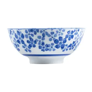 Estilo Japonês Household Cerâmica Tigela e Placa Set Azul e Branco Porcelana Jingdezhen Louça para Arroz Sopa Noodle Bowls