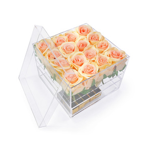 Haute Qualité Logo Personnalisé Transparent Acrylique Écologique Debout Type Cosmétiques Rouges À Lèvres Rose Coffret Cadeau Boîte À Fleurs Tiroir - Product Image 3