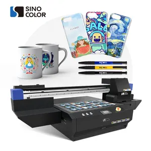 SinoColor 6090 A1 FlatBed Mesin Cetak UV Papan KT Akrilik Keramik Inkjet Digital LED Flat Bed Printer UV