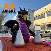 Dragon gonflable géant de 8 mètres pour décoration extérieure, dragon gonflable cracheur de feu pour décoration de film
