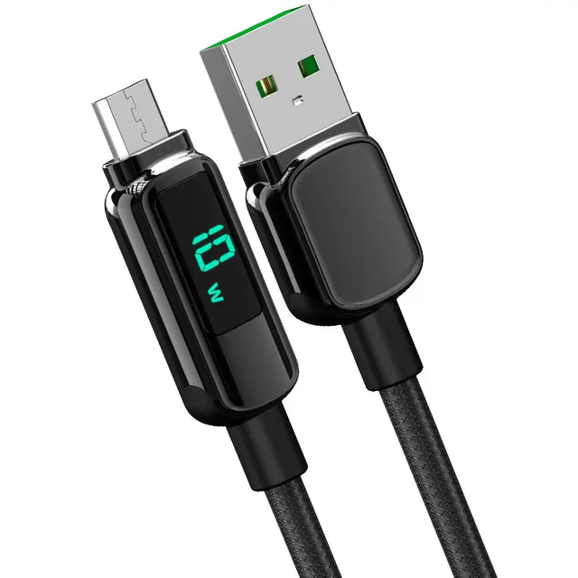 USB C to USB C Data Cable 5A Fast Charging with LED Display Nylon Braided Type-C Cable 120W