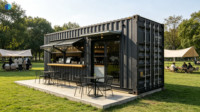 Café en conteneur maritime modifié 40HQ, bar à café préfabriqué en conteneur pour service de restauration en plein air dans les parcs