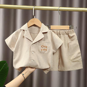 Ensemble décontracté deux pièces pour garçons, nouveau pour l'été, veste à revers à manches courtes confortable et <span class=keywords><strong>short</strong></span> pour vêtements pour enfants - Product Image 1