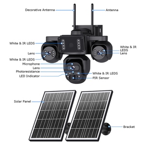 Cámara Solar SECTEC de 3 Lentes PTZ 4G con Batería, AOV 24/7, Seguridad Exterior CCTV, Cámara de 15MP con Tarjeta SIM 4G, Cámara IP Alimentada por Energía Solar - Product Image 6
