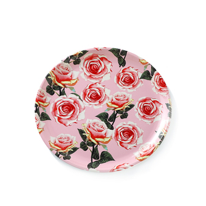 Assiettes réutilisables en plastique <span class=keywords><strong>rose</strong></span> Jumpforever décorations de dîner de mariage à fleurs roses assiettes en plastique pour mariage - Product Image 5