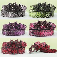 Ceinture en cuir style hip-hop rock pour femmes Y2K, jean léopard avec strass, ceinture pour hommes, design western en denim avec rivets