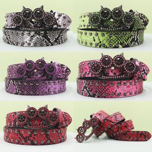 Ceinture en cuir style hip-hop rock pour femmes Y2K, jean léopard avec strass, ceinture pour hommes, design western en denim avec rivets - Product Image 2