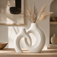 Vase à fleurs en céramique de style Wabi-sabi, ensemble de deux pièces, vase pour la décoration de la maison et de l'hôtel, arrangement de fleurs sur table, ornements de vase